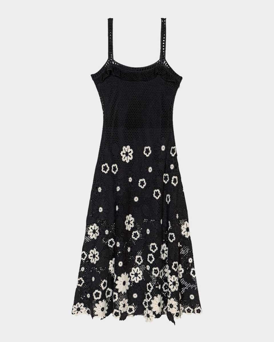 Rochettyna Embroidered Crochet Midi Dress